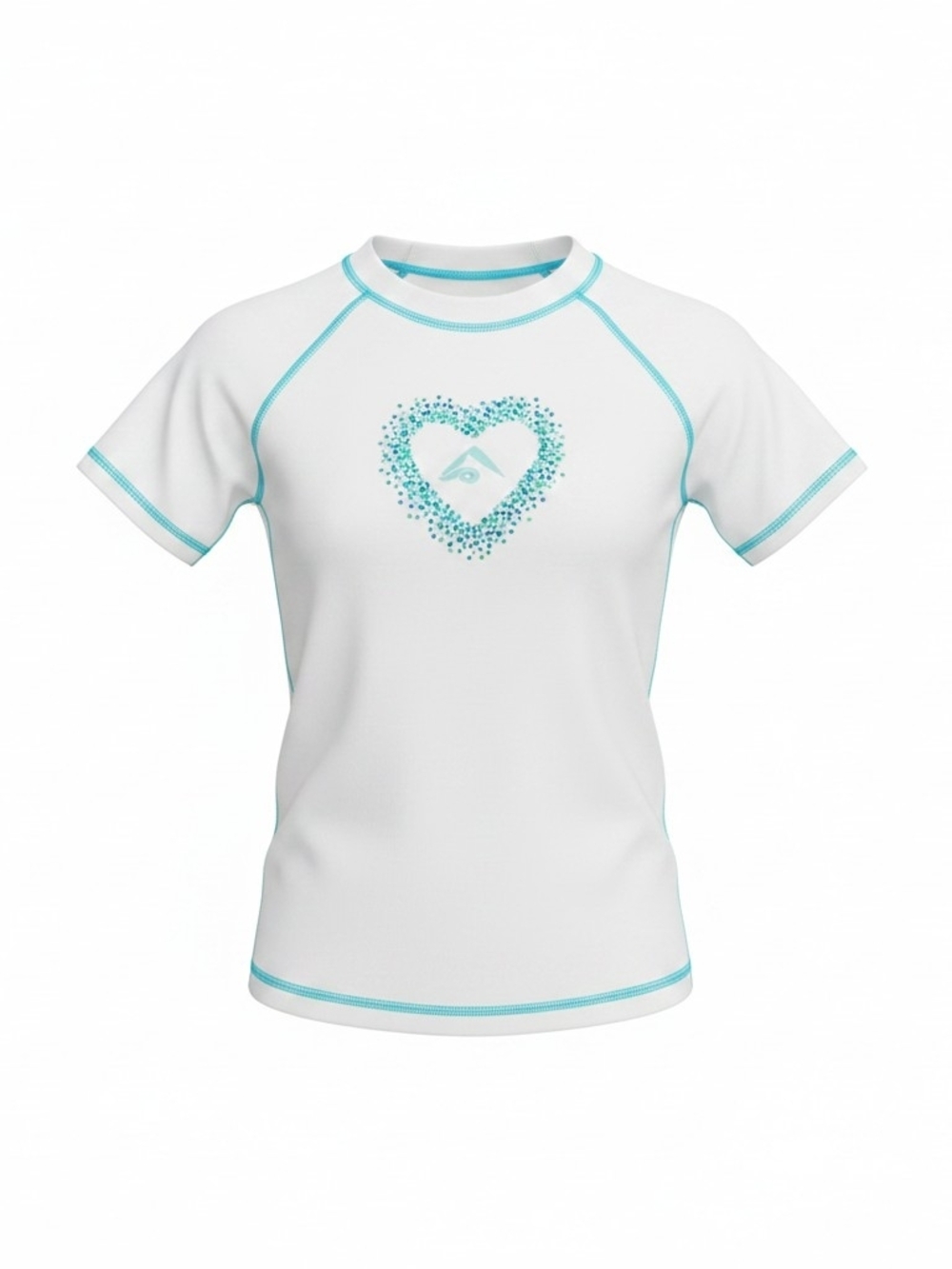 Kanu Surf SPF 50+ Kids White & Aqua Heart Rash Guard Medium (10) NWT